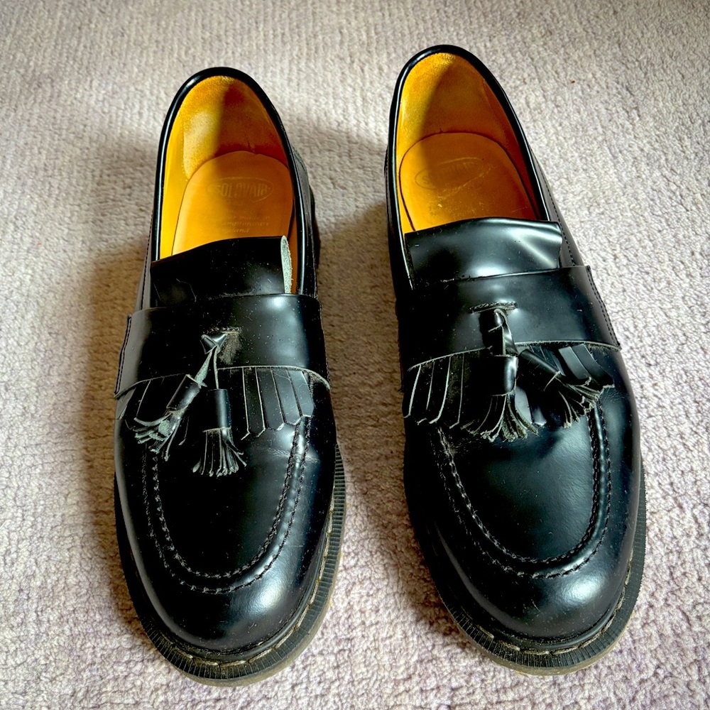 Solovair Black Hi-Shine Tassel Loafer